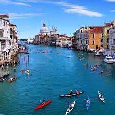 City skyline at sunset