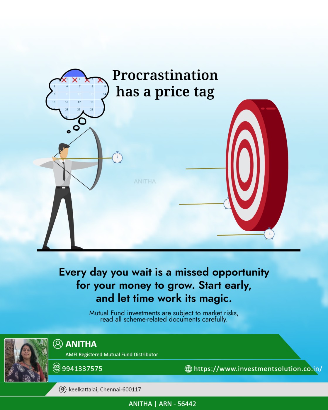 Every day you delay investing, you’re missing out on the opportunity for your money to grow. 